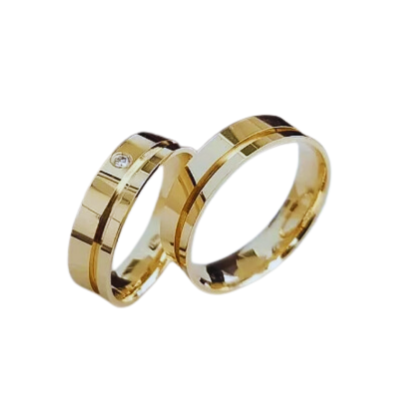 Alianças casamento 5 mm de Ouro 18k com friso lateral