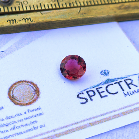 Turmalina Rosa Avermelhada (Rubelita) Natural Lapidada Redonda 0,90 ct / 6 mm