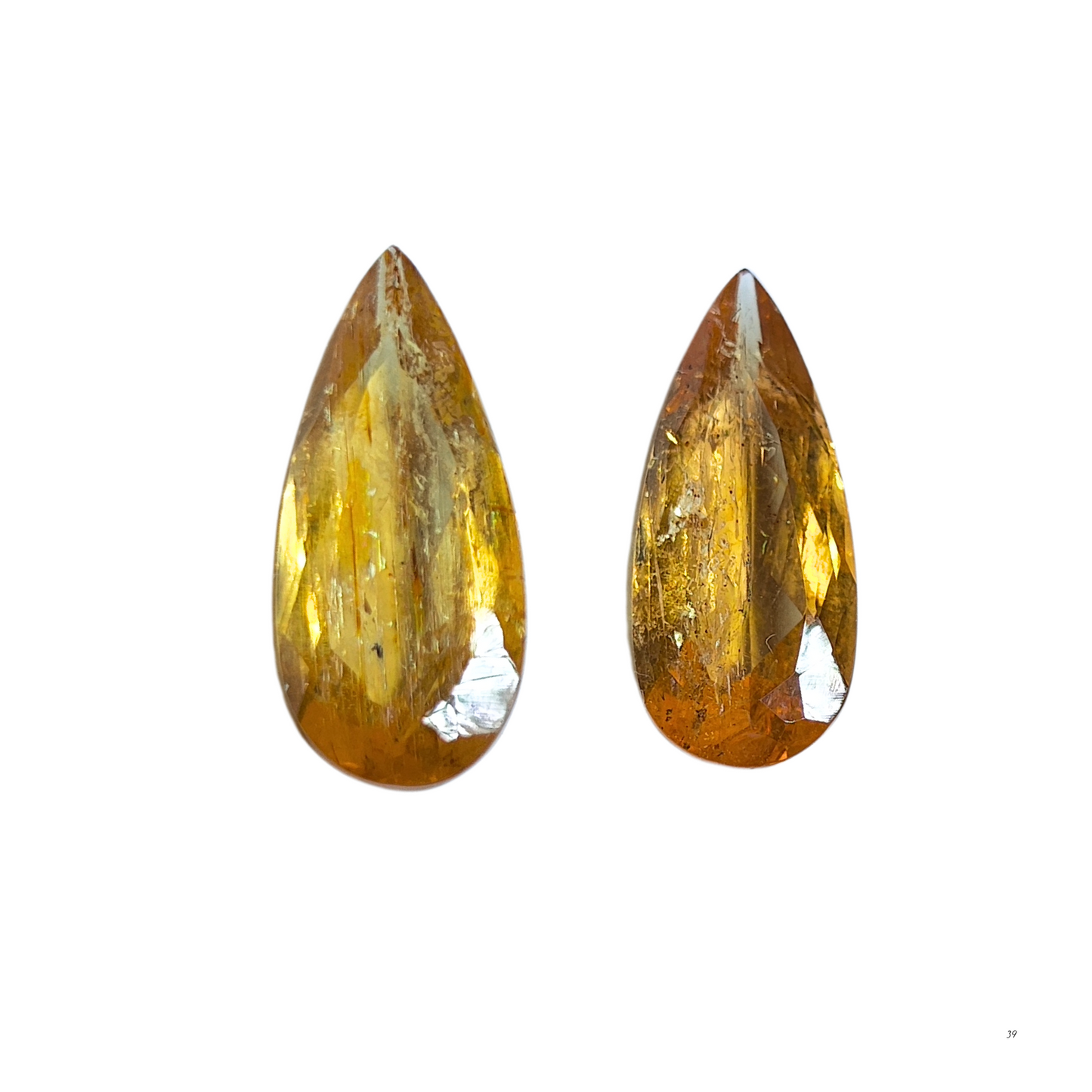 Par deTopázio Imperial Gota Natural – 23,7 x 8,3 mm  - 7,33 ct