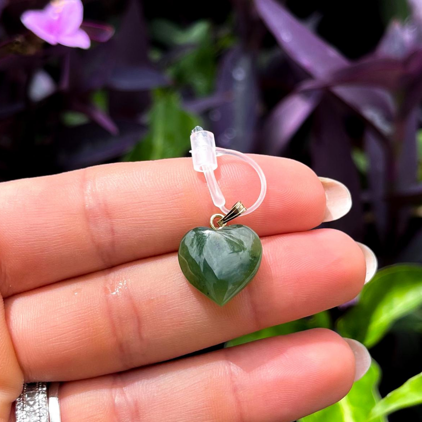 1 Pingente Jade Natural Coração 15 X 15 mm