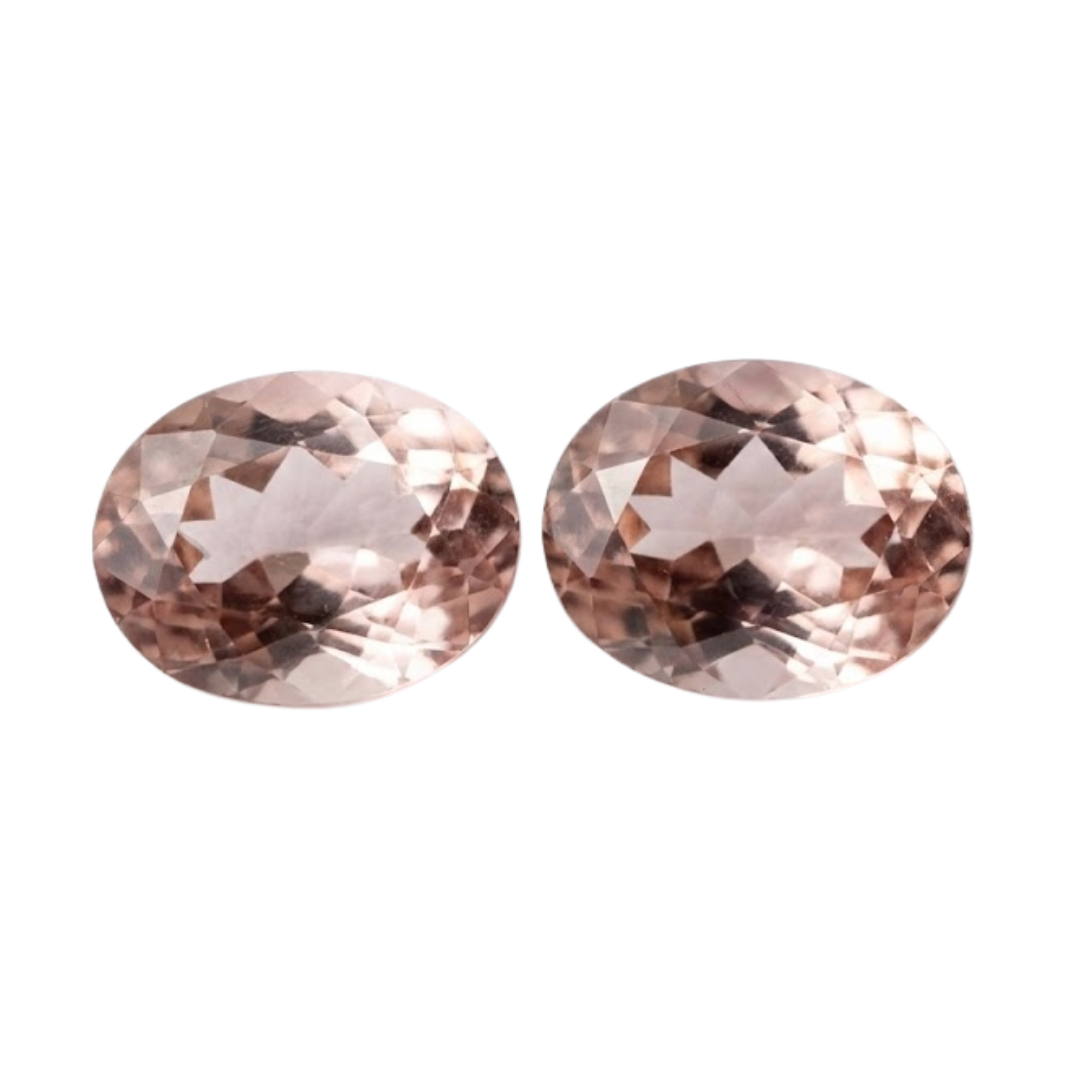 Par de Morganita Natural Oval - 9  x 7 mm - 3,52 ct ( o par)