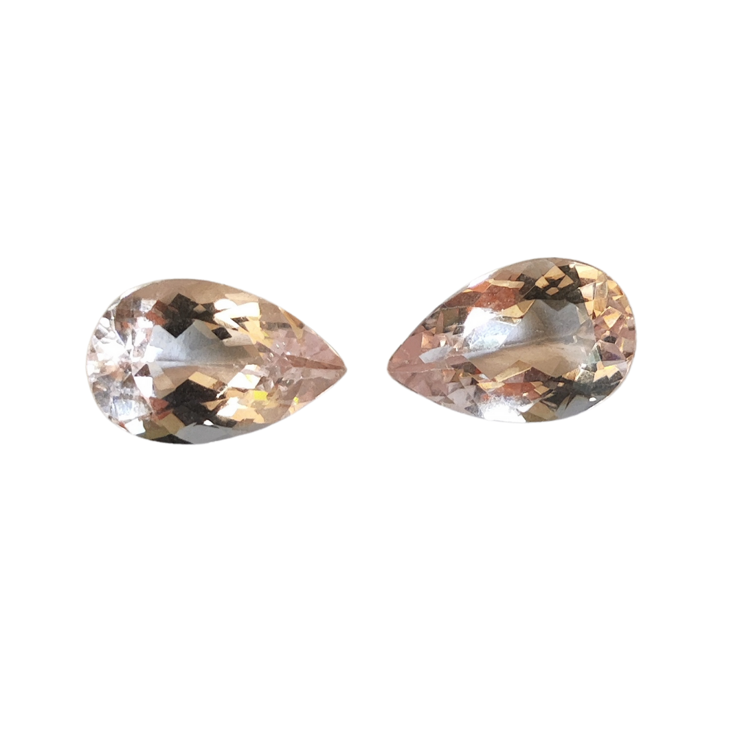 Par de Morganita Natural Gota  - 14 x 8  mm -  7,93 ct ( o par)
