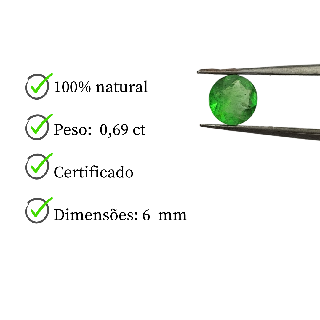Esmeralda Natural – Lapidação Redonda – 6 mm – 0,69 ct