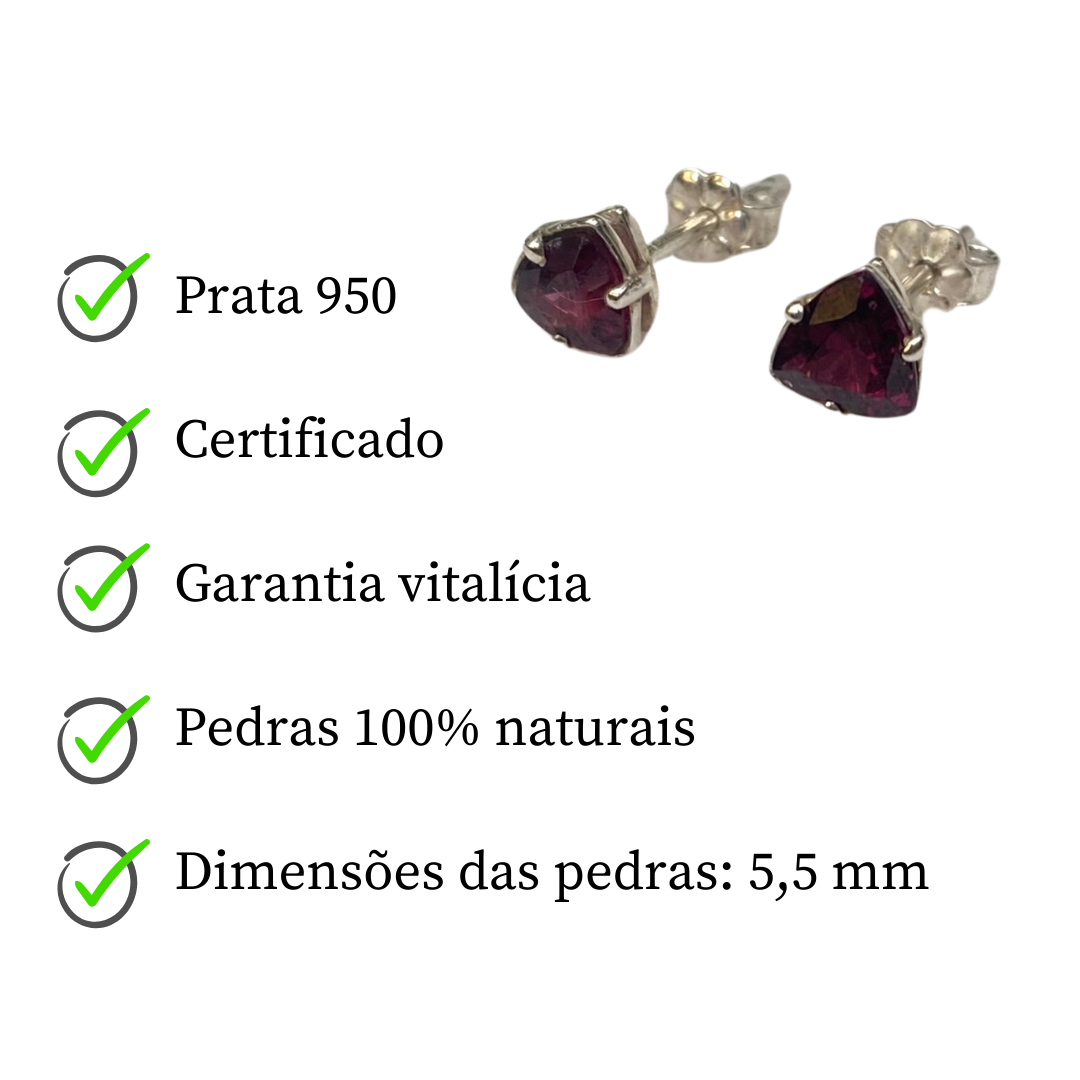 Brinco de Prata com Granada Trillion Pequeno