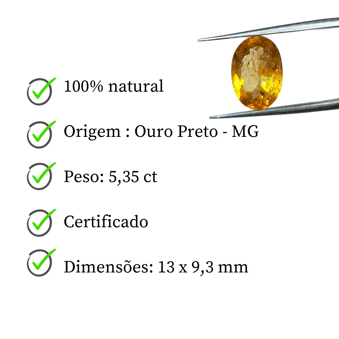 Topázio Imperial Oval  Natural – 13 x 9,3 mm - 5,35 ct