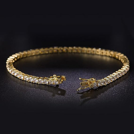 Pulseira riviera (tennis bracellet) em ouro 18 k e topázios