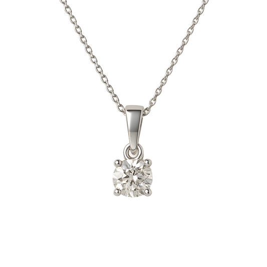 Pingente Ponto de Luz Ouro Branco 18K com Diamante Natural 25pts