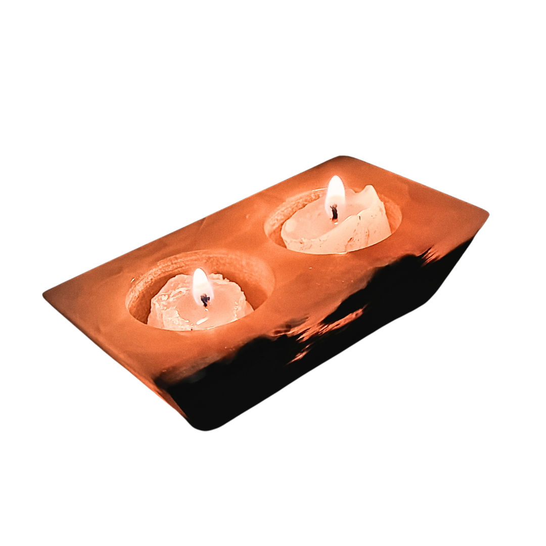 Porta velas duplo de ônix paquistanês