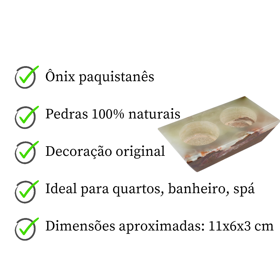 Porta velas duplo de ônix paquistanês