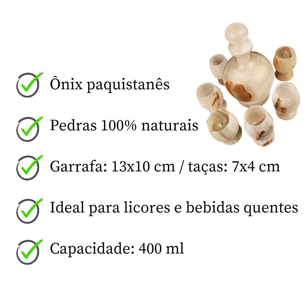 Conjunto para licor em ônix paquistanês