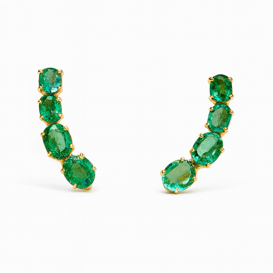 Brincos Ear Cuff com Esmeraldas Naturais