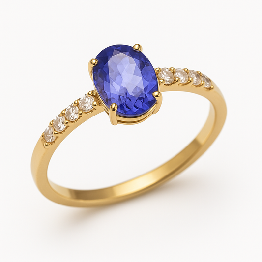 Anel ouro 18K com Tanzanita Natural