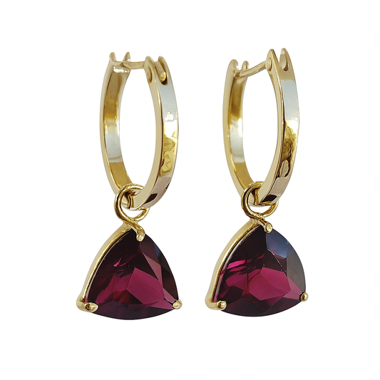 Brincos de Ouro 18 k com Granada