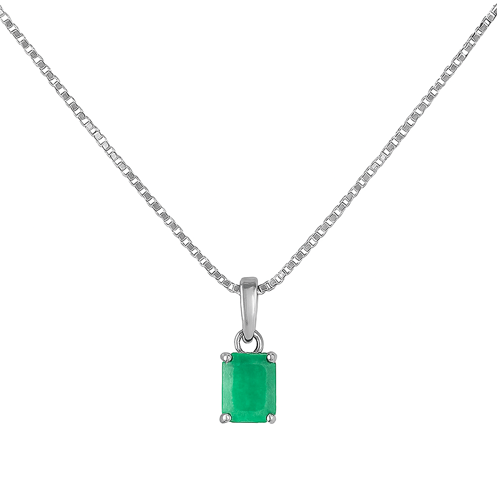 Colar de prata com Esmeralda Retangular