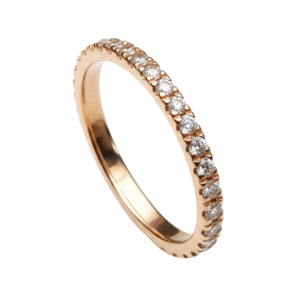 Anel Aparador de Ouro Rosé com Diamantes Naturais