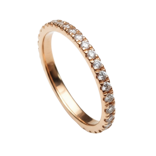 Anel Aparador de Ouro Rosé com Diamantes Naturais