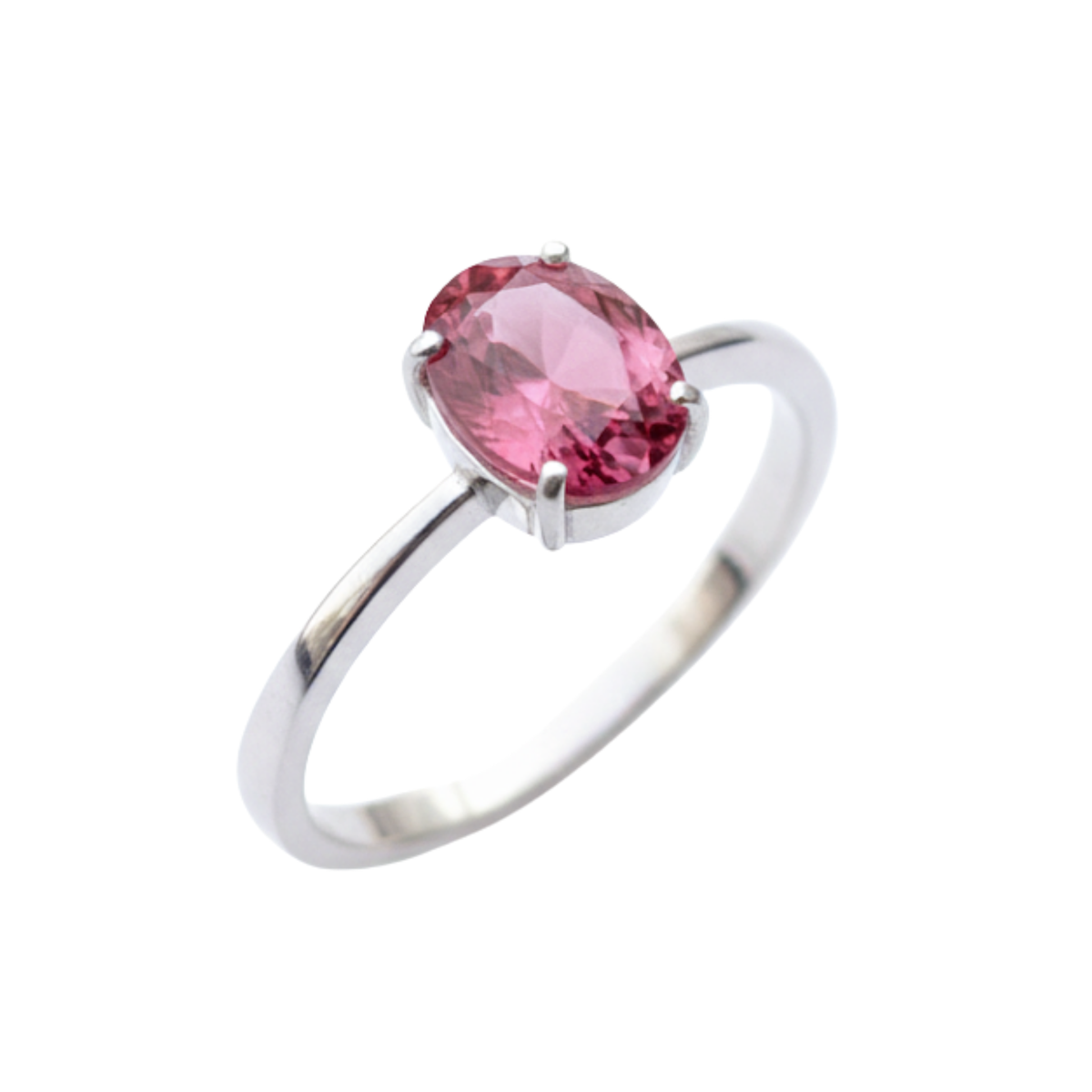 Anel de Prata 950 com Turmalina Rosa Natural