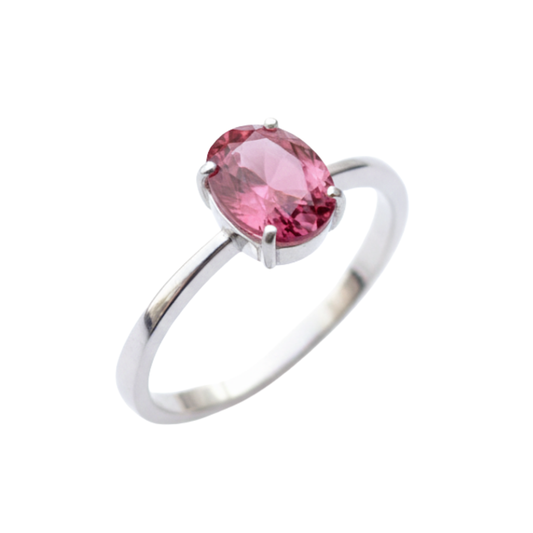Anel de Prata 950 com Turmalina Rosa Natural