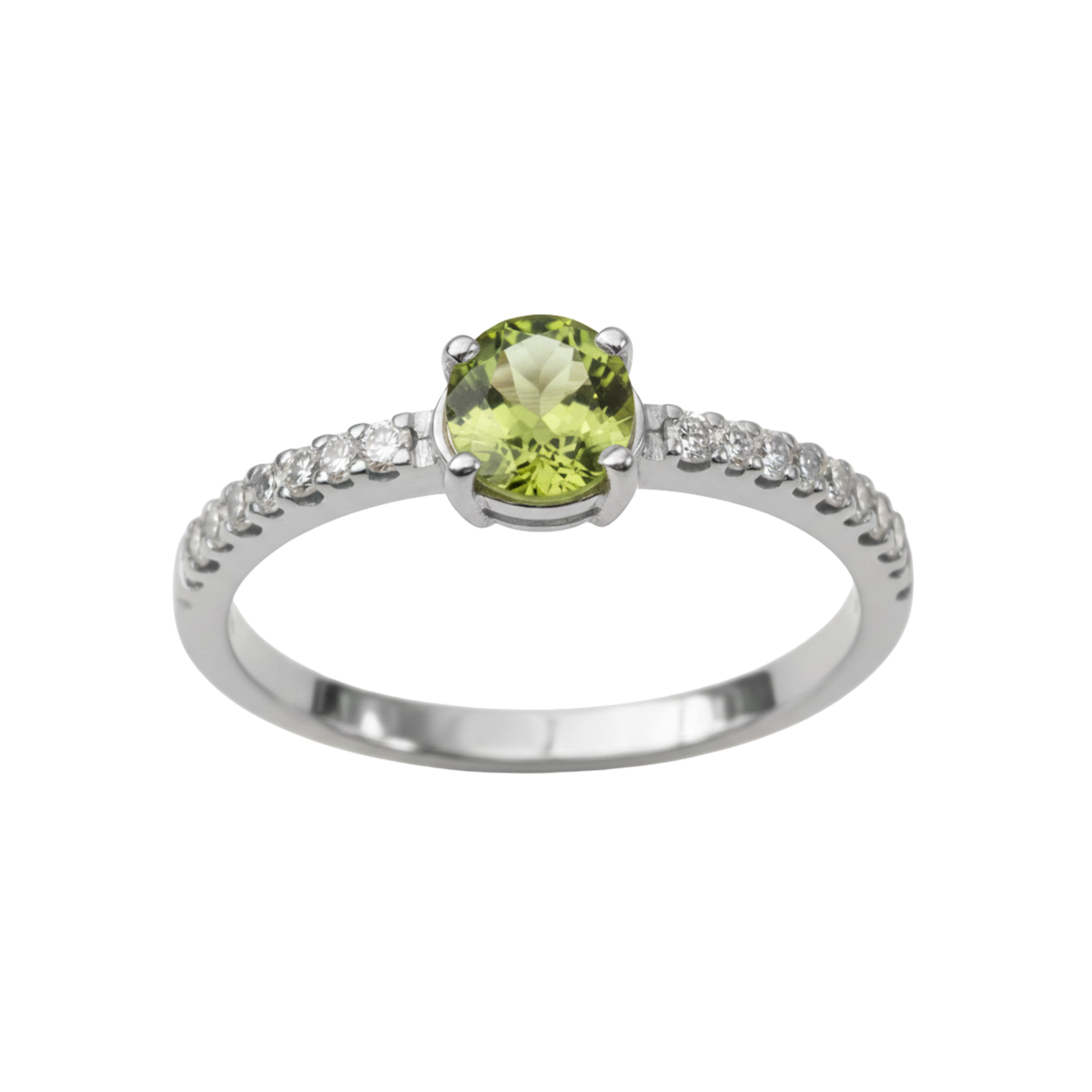 Anel de Prata 950 com Peridoto Natural e Zircônias