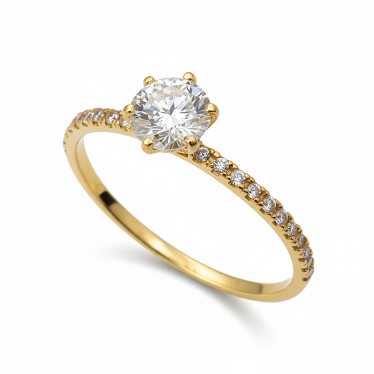 Anel de Ouro 18K com Moissianita