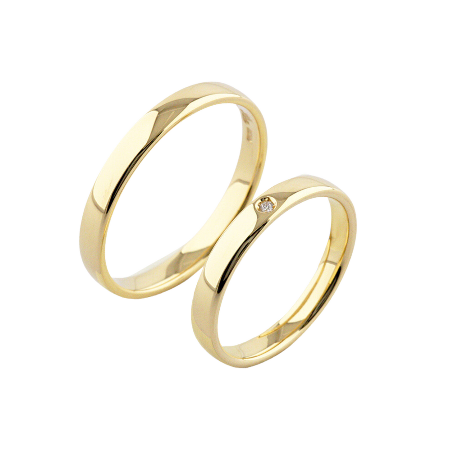 Alianças casamento 2,5mm de Ouro 18k com acabamento reto