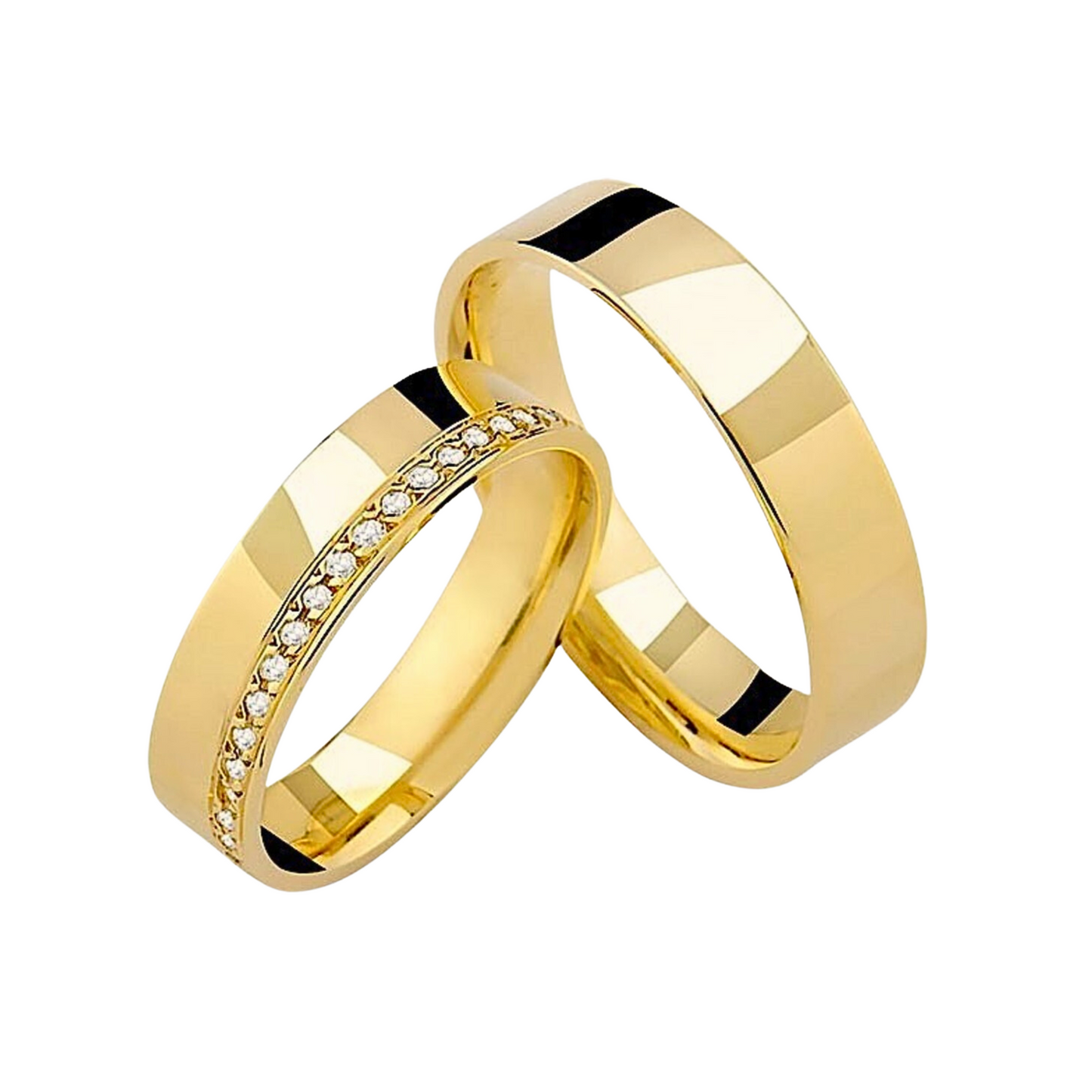 Alianças casamento 5 mm de Ouro 18k com diamantes (Dublin)