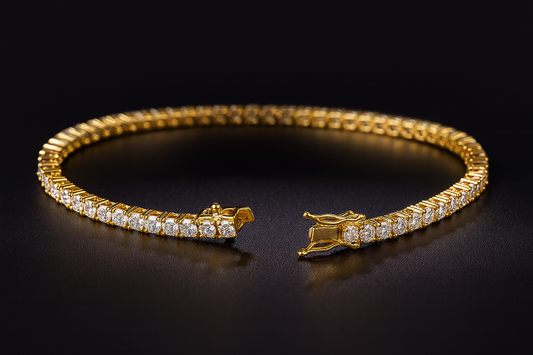 Pulseira Riviera "Tennis Bracellet" em ouro 18 k e Diamantes Naturais Brancos
