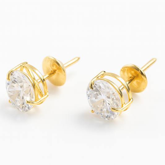 Brinco ponto de luz ouro 18 k com topázio 5 mm
