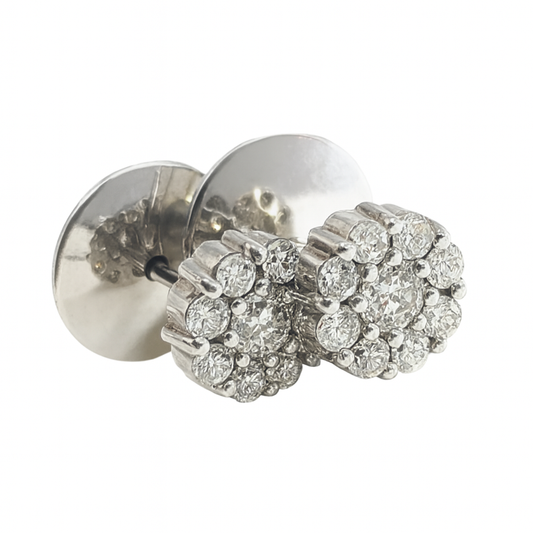 Brinco de ouro branco 18K com diamantes naturais