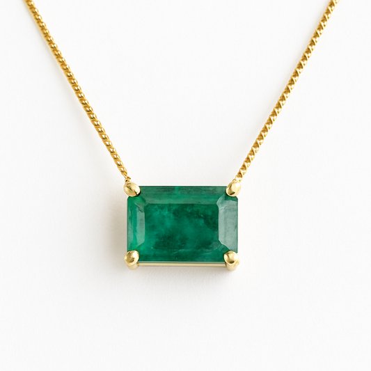 Colar de Ouro 18K com Esmeralda Retangular