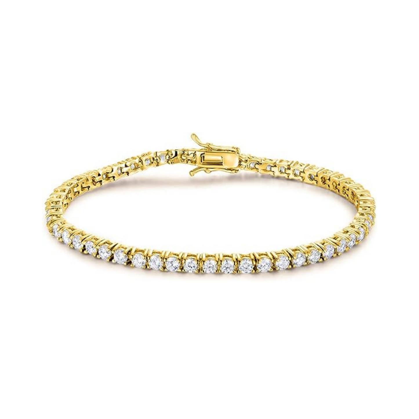 Pulseira riviera (tennis bracellet) em ouro 18 k e topázios