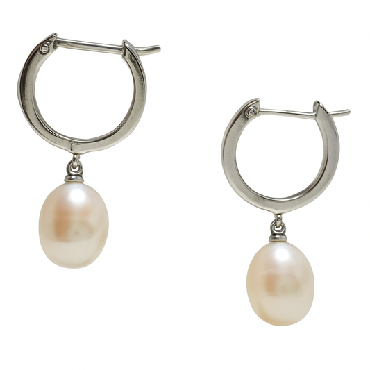 Brinco de Argola de Prata 950 com Pérolas Naturais