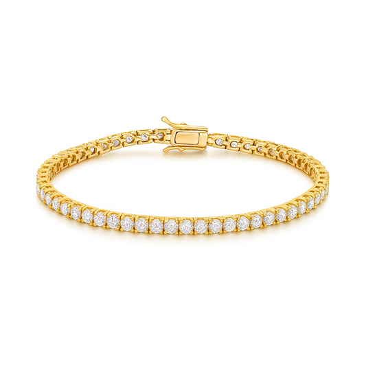 Pulseira Riviera "Tennis Bracellet" em ouro 18 k e Diamantes Naturais Brancos