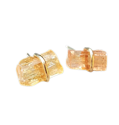 Brincos de ouro com topázio imperial bruto