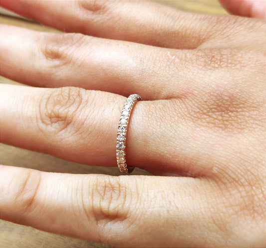 Anel Aparador de Ouro Rosé com Diamantes Naturais