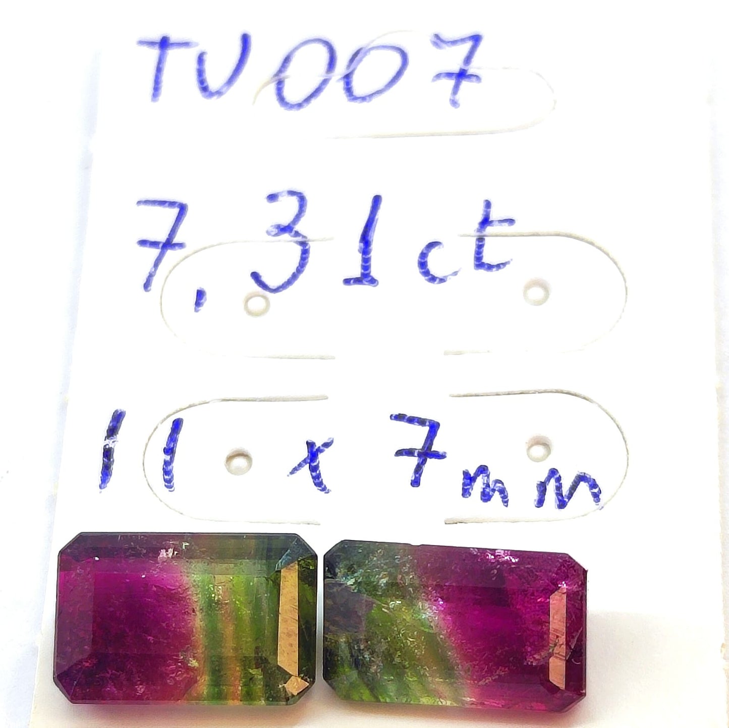 Par de turmalina bicolor (melancia) 11x7 mm (7,31 ct)