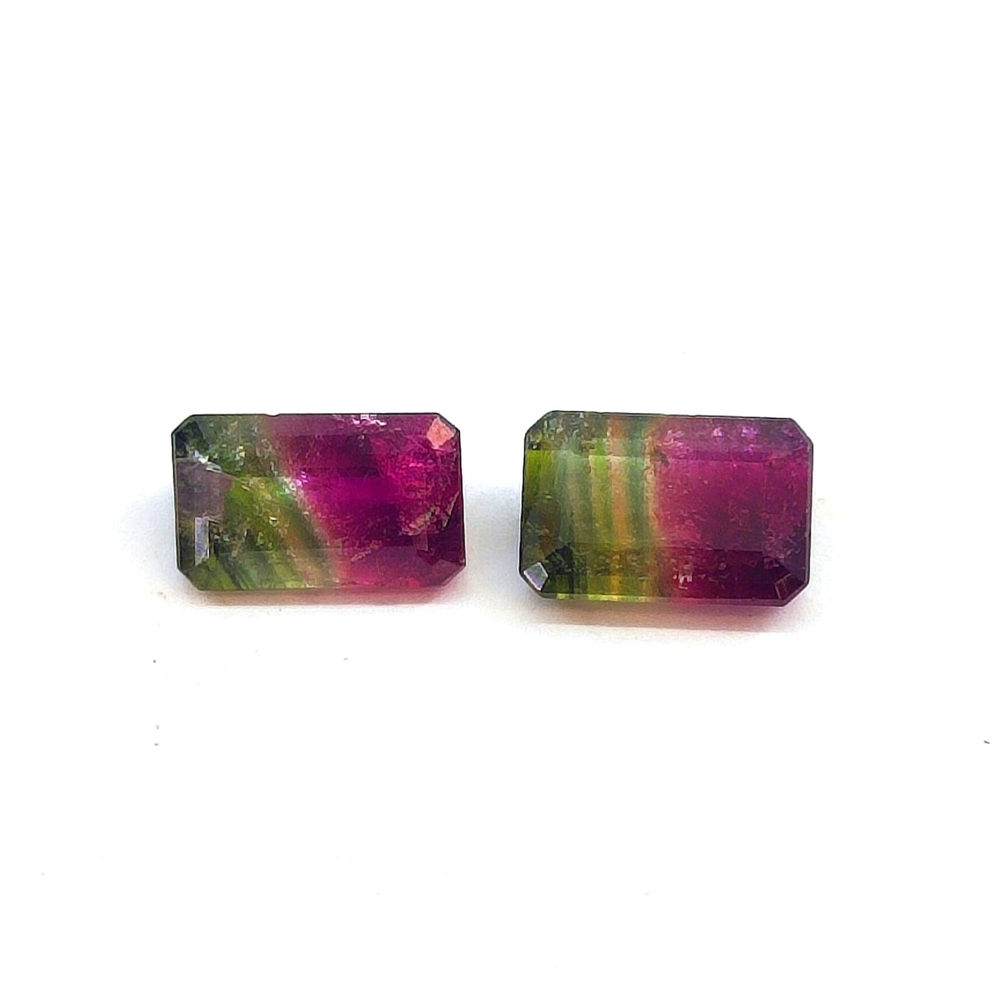 Par de turmalina bicolor (melancia) 11x7 mm (7,31 ct)