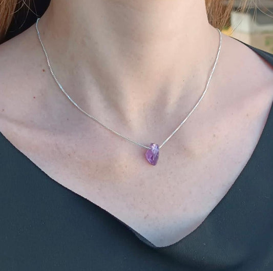 Colar Sta. Hildegarda Corrente de Ametista Bruta