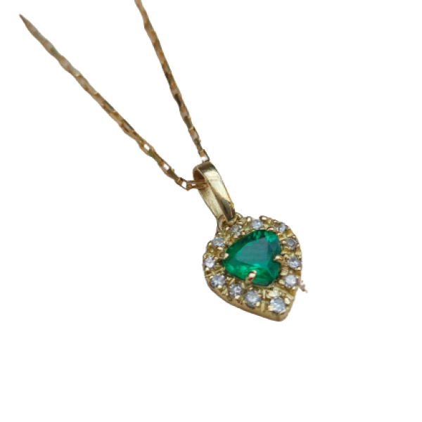 Pingente de Ouro 18K com Esmeralda e Diamantes