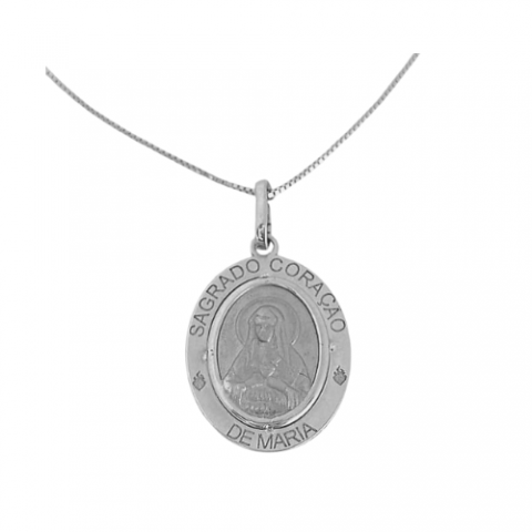 Medalha Imaculado Coração de Maria em Prata 950
