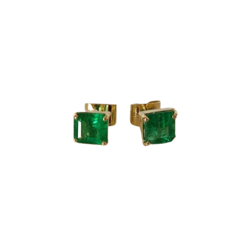 Brincos de Ouro 18K com Esmeralda