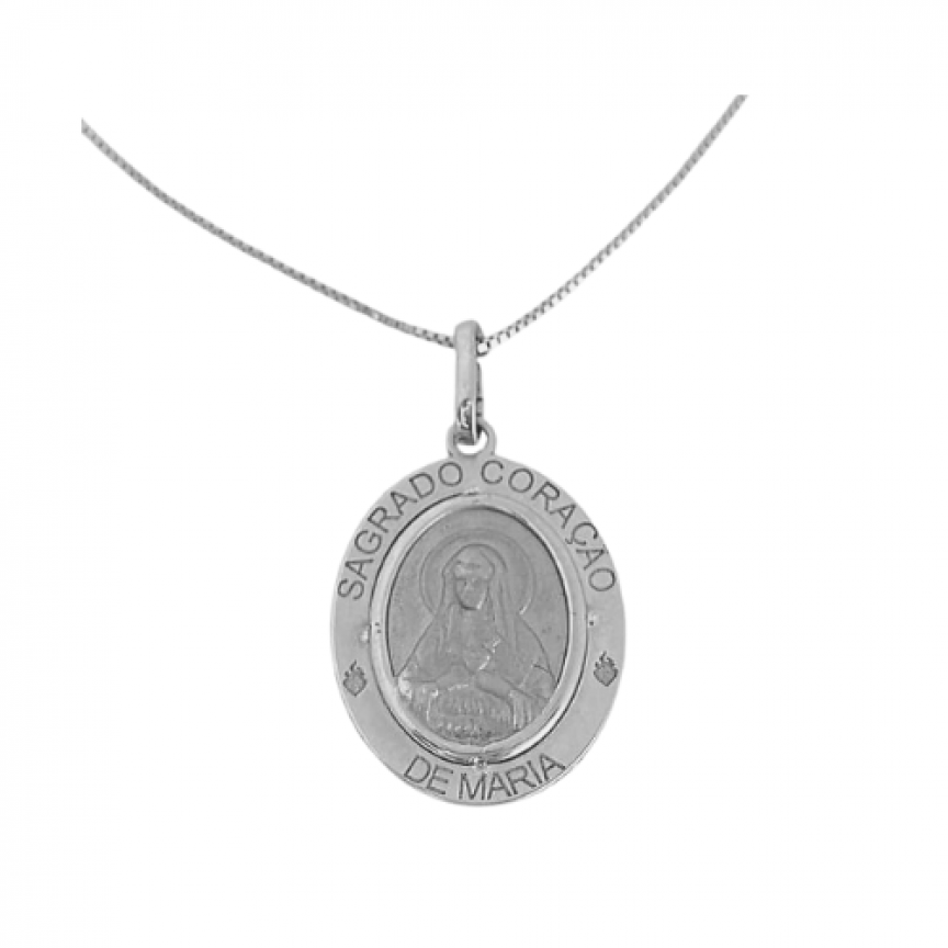 Medalha Imaculado Coração de Maria em Prata 950